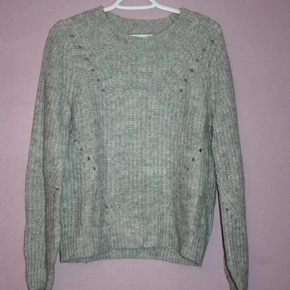 Gap Light Gray Knit Crew Sweater Size Large Part Wool and Alpaca - Picture 1 of 16